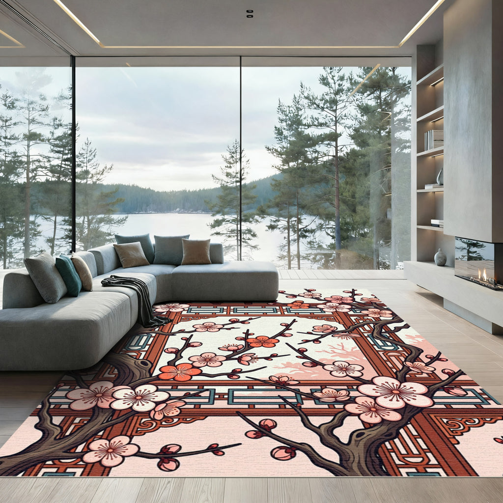 Cherry Blossom Lattice Window Rug