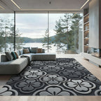 Sophisticated Gray Clover Geometric Embossed Rug