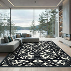 Elegant Black Floral Trellis Ironwork Rug