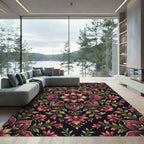 Vintage Crimson Floral Medallion Rug