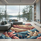 Earthy Crystal Layered Abstract Wave Rug