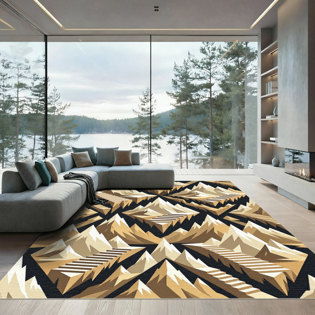 Golden Mountain Staircase Landscape Rug