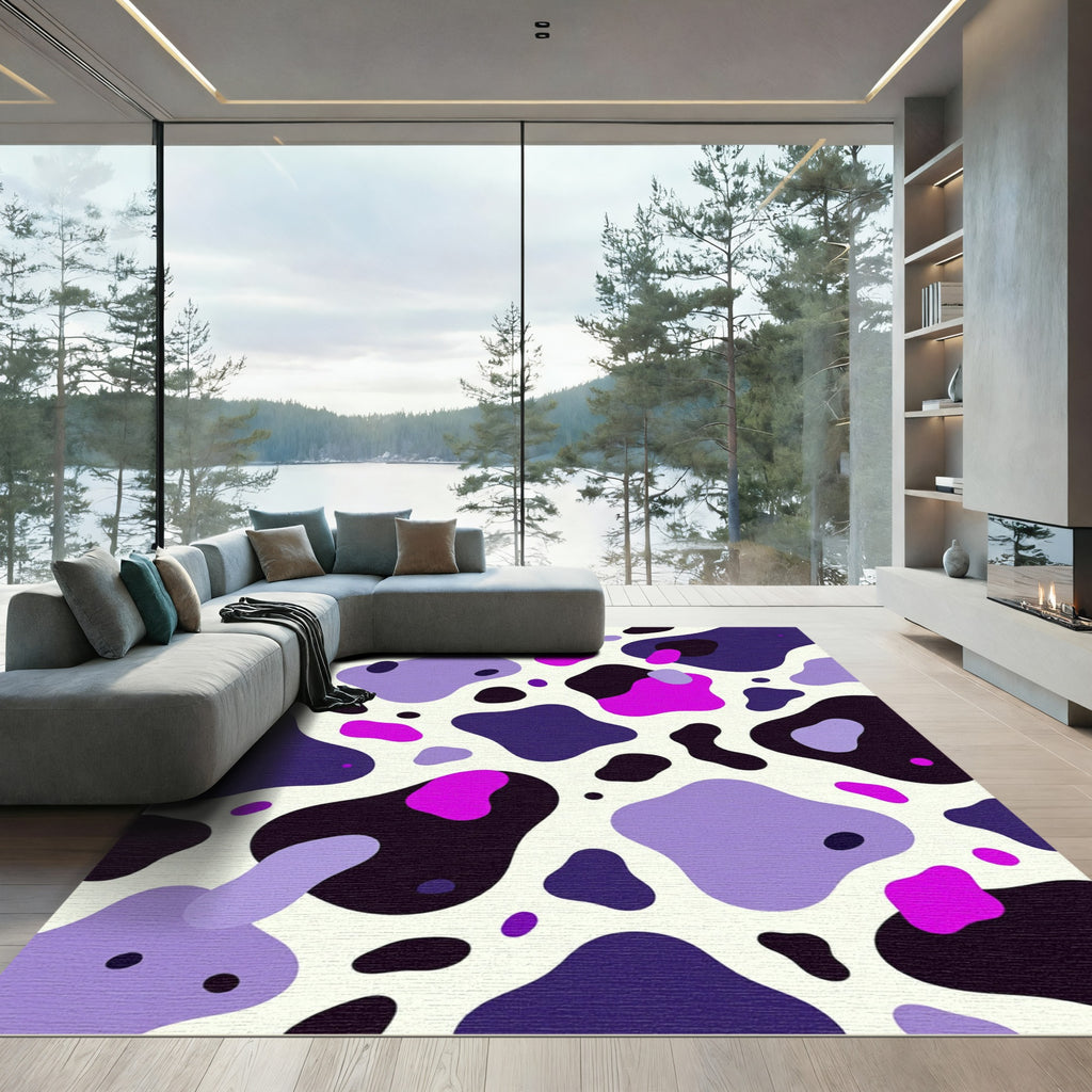 Abstract Purple Pink Cow Spot Graphic Rug