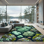 Green Mossy Rocks Organic Composition Rug