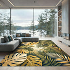Lush Golden Tropical Foliage Rug
