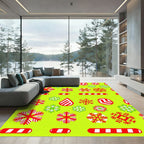 Red Green Snowflake Candy Cane Scatter Rug