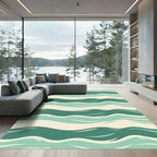 Verdant Aqua Wave Stripes Rug