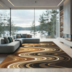 Earthy Swirling Tones Abstract Rug
