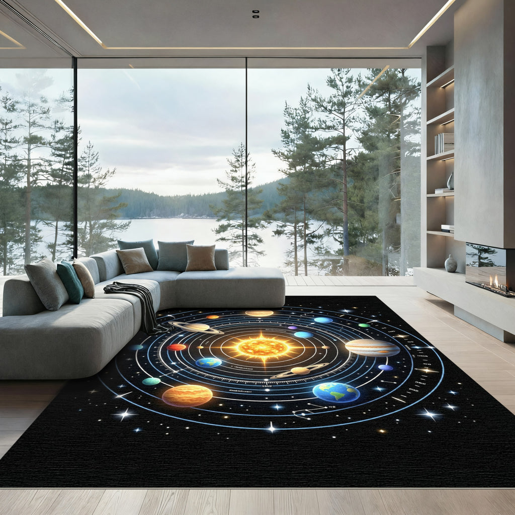 Cosmic Solar System Celestial Bodies Rug