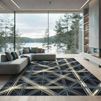 Modern Crosshatch Geometric Grid Rug