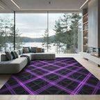 Neon Purple Intersecting Geometric Lattice Rug
