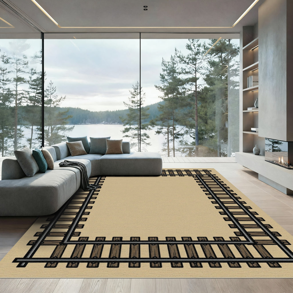 Rustic Railroad Tie Frame Accent Rug