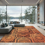 Golden Intricate Star Mandala Rug