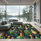 Enchanted Emerald Potion Bottle Illustration Rug