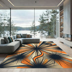 Mid Century Radial Burst Sunburst Rug