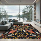 Tribal Orange Gold Feather Arrow Rug