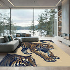 Majestic Golden Tiger Striped Illustration Rug