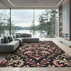 Elegant Mauve Floral Damask Scroll Rug