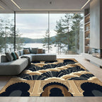 Earthy Arched Shell Geometric Art Deco Rug