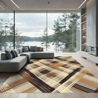 Earthy Brown Diagonal Plaid Weave Rug