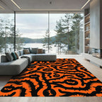 Spooky Orange Black Pumpkin Vine Rug