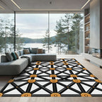 Black Gold Intersecting Grid Pattern Rug