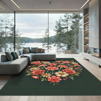 Heartfelt Coral Floral Bouquet Arrangement Rug