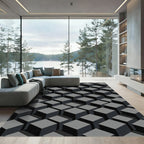 Monochromatic 3D Cube Pattern Rug