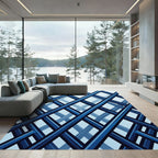 Deep Blue Intersecting Lattice Rug