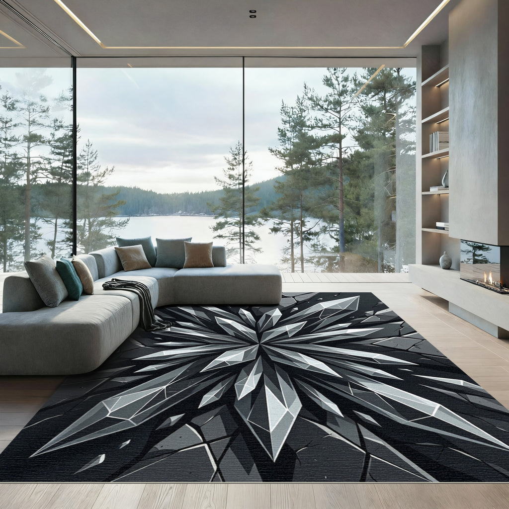 Sharp Crystal Facet Explosion Rug