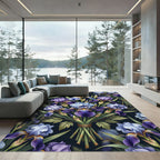 Purple Blue Iris Floral Bouquet Rug