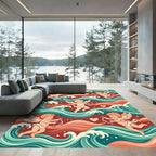 Retro Crimson Cupid Waves Rug