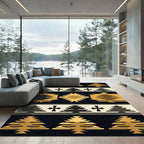 Golden Abstract Geometric Fireplace Rug