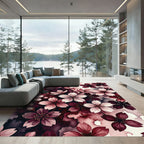 Deep Plum Blossom Watercolor Background Rug