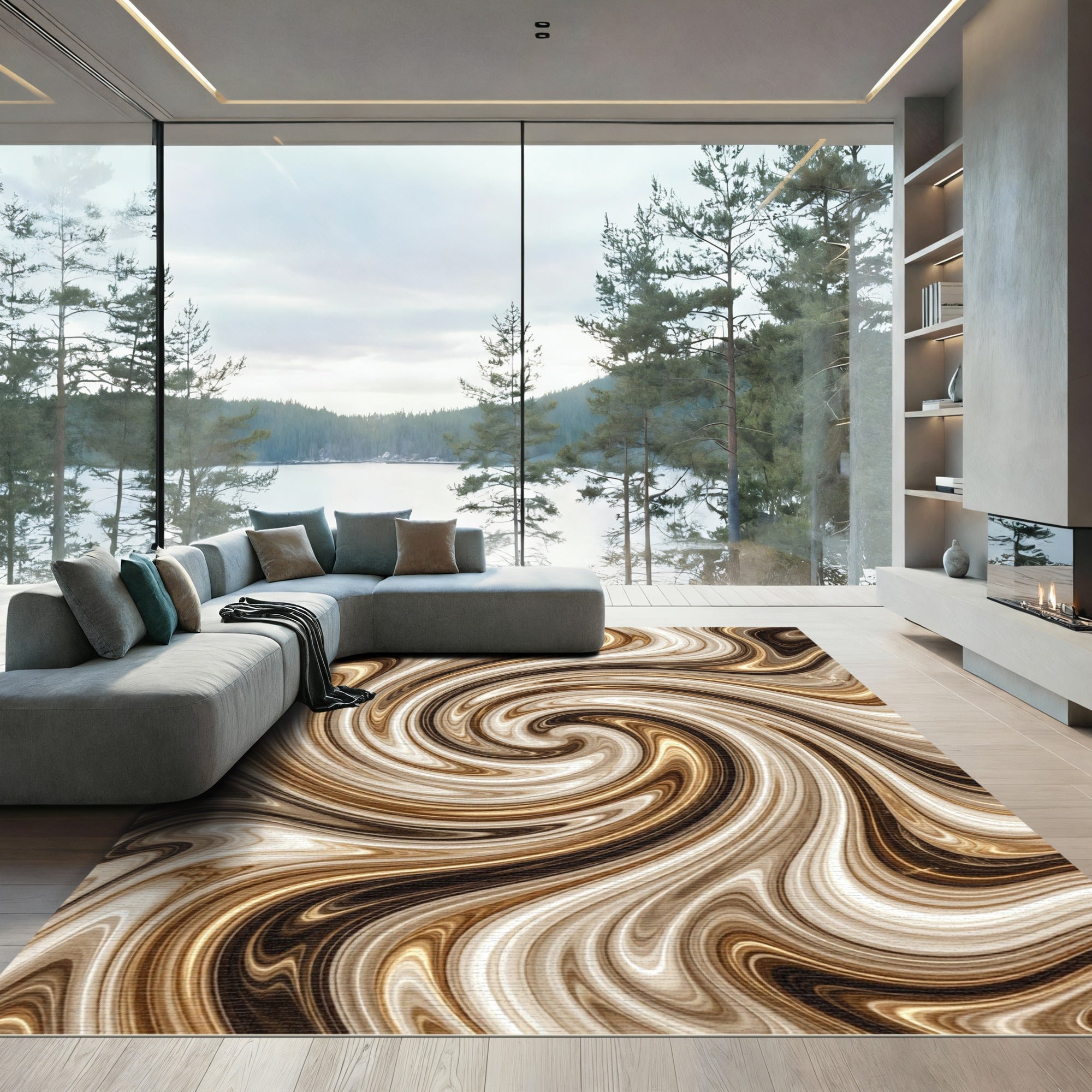 Rich Swirl Marble Fluid Texture Rug