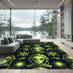 Neon Alien Cosmic Saucer Space Graphic Rug