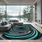 Modern Teal and Charcoal Swirl Rug