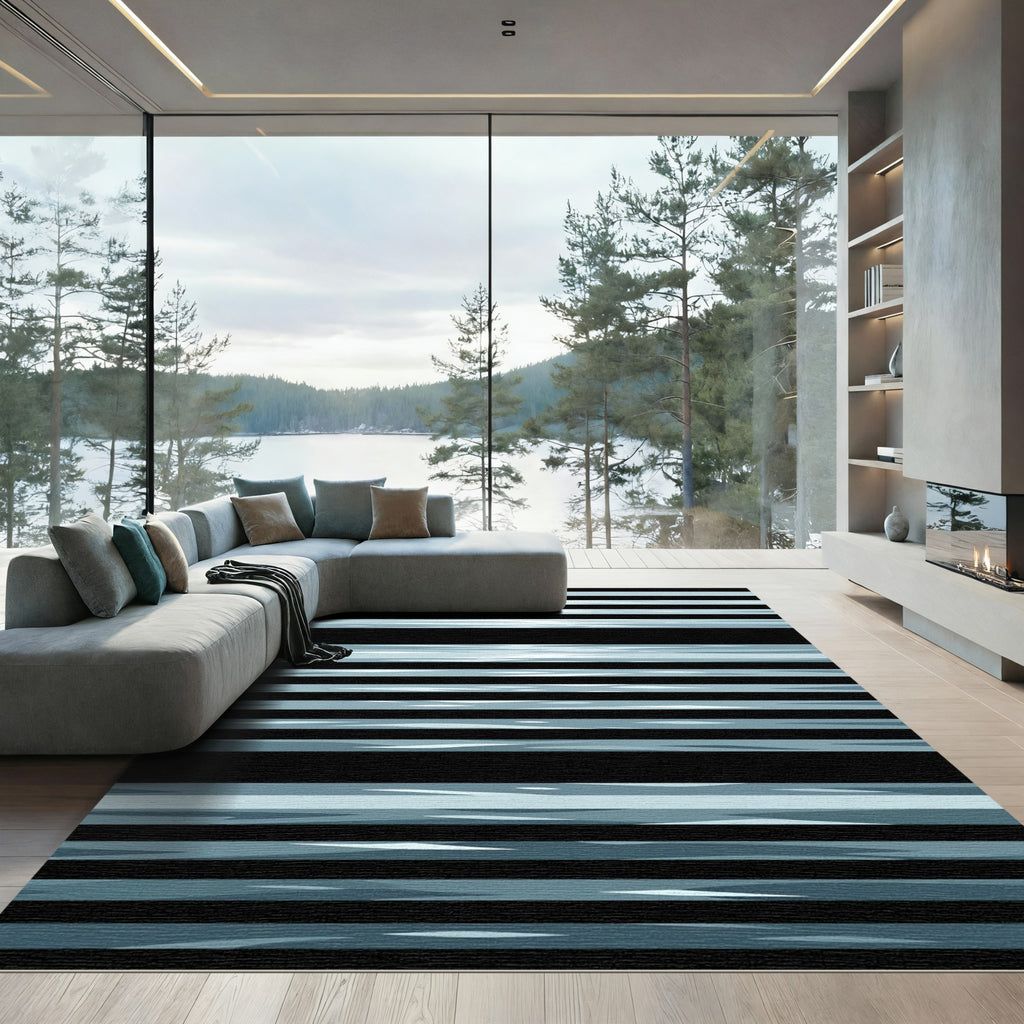 Cool Blue Water Ripples Rug