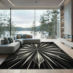Radiant Black And White Starburst Rug