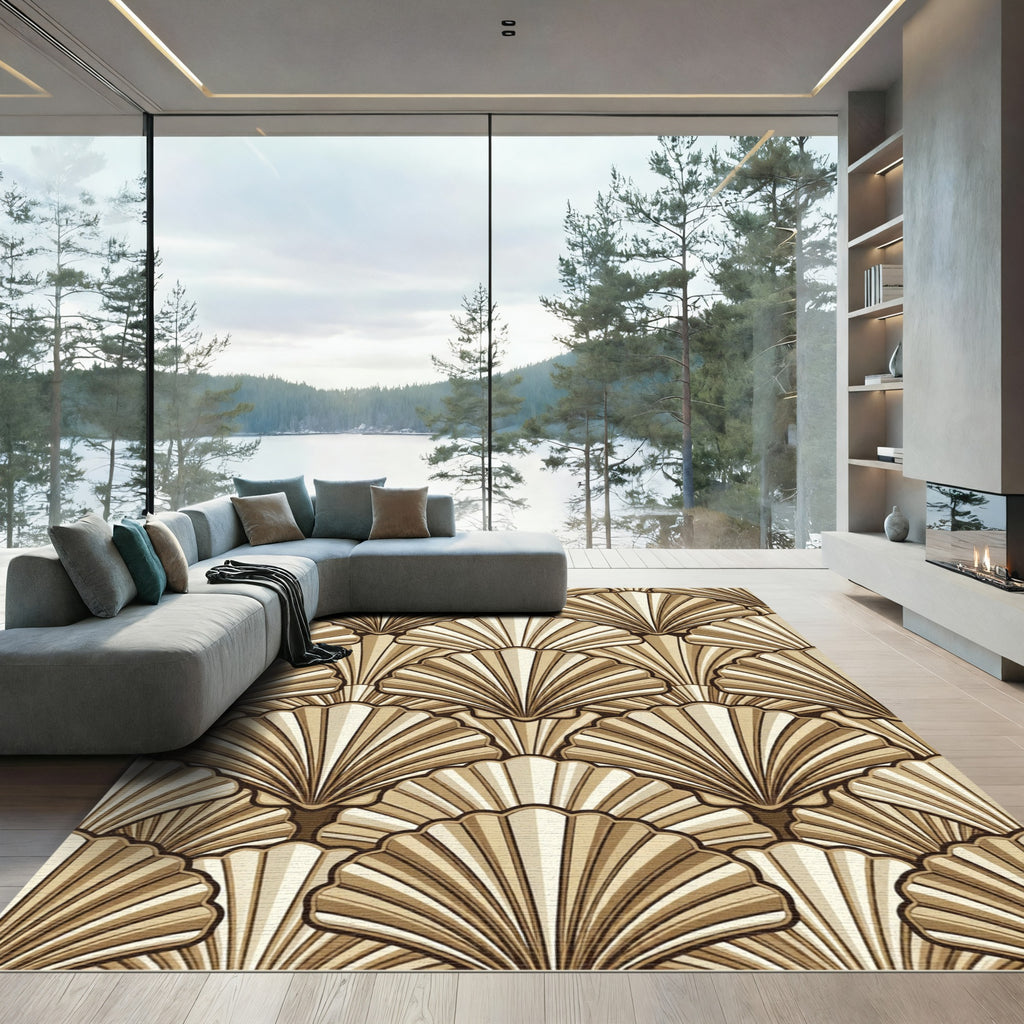 Art Deco Natural Shell Cluster Rug