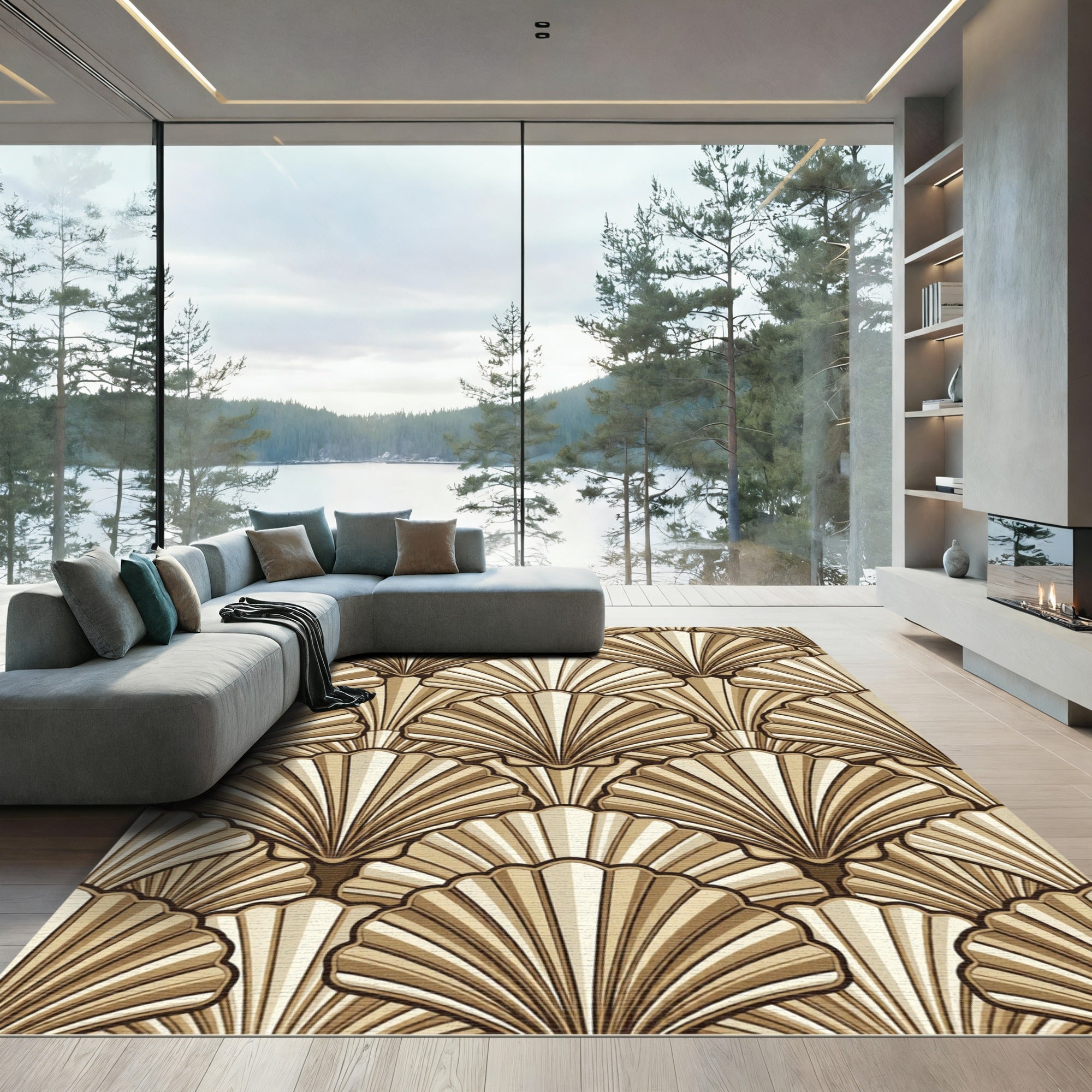 Art Deco Natural Shell Cluster Rug