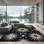 Atomic Starburst Cream Black Rug