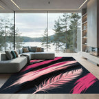 Pink Feather Abstract Brush Stroke Rug