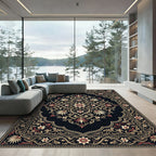 Ornate Floral Medallion Red Gold Rug