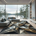 Metallic Geometric Abstract Faceted Art Rug
