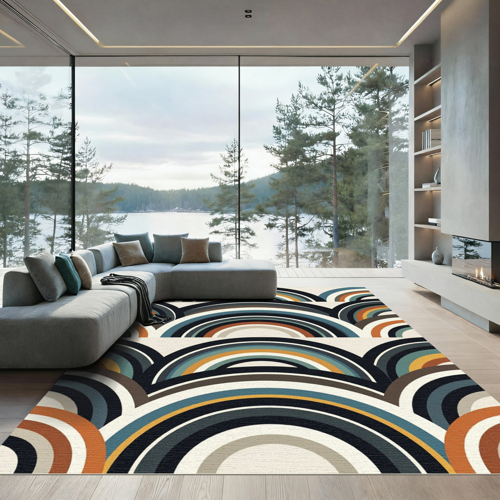 Mid Century Modern Arc Waves Rug