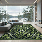 Sage Green Botanical Trellis Lattice Rug