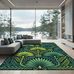 Emerald Green Tropical Fan Leaf Rug