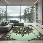 Vintage Teal and Bronze Star Mandala Rug