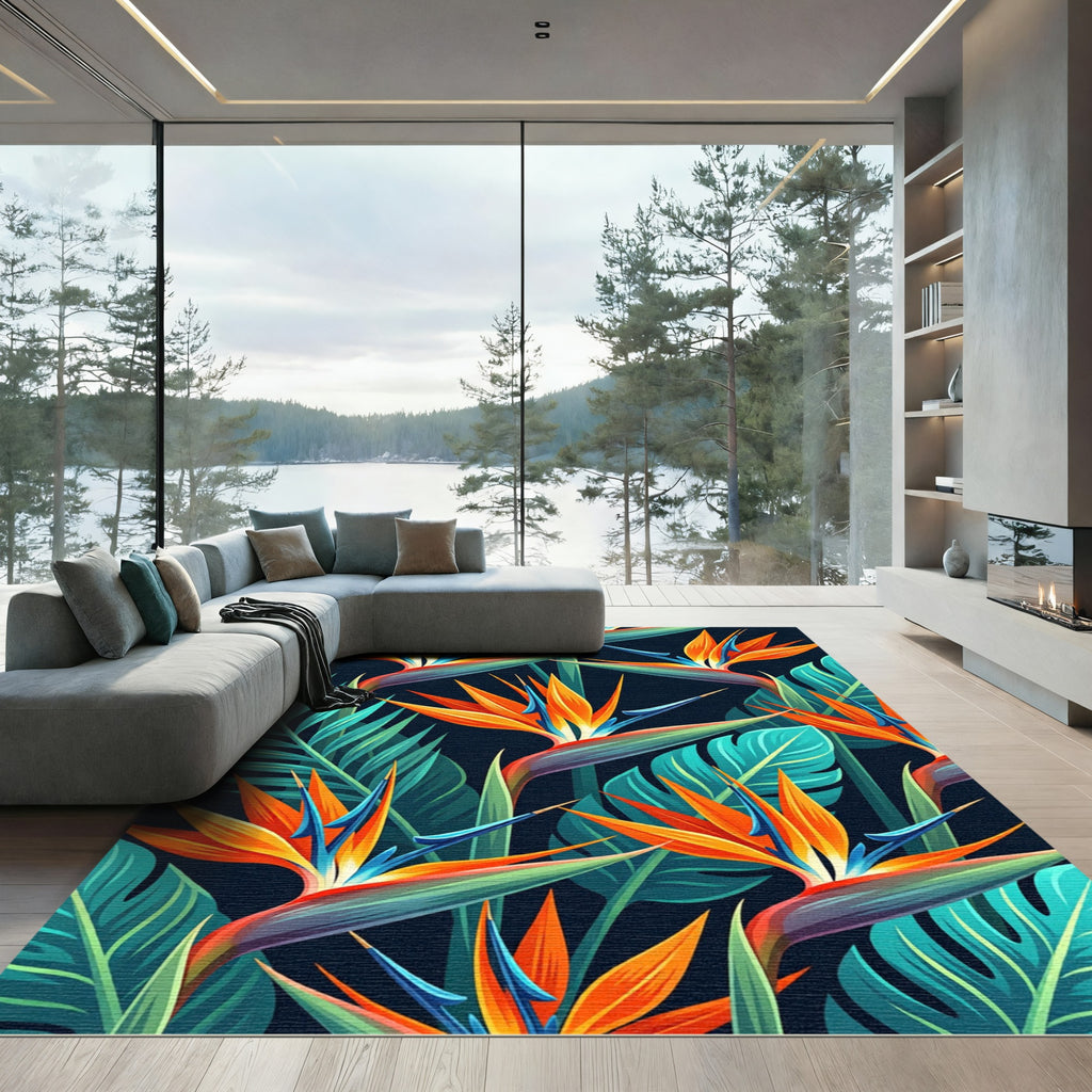 Vibrant Tropical Birds of Paradise Rug